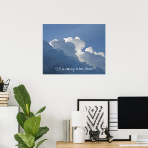 Er kommt in den Wolken Christliches Zitat Poster