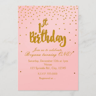 ęr L'anniversaire rougissent rose et invitation de
