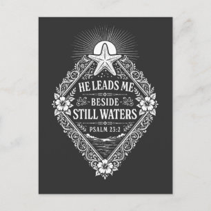 Er leitet mich neben stillen Wassern Psalm 23:2 Ch Postkarte