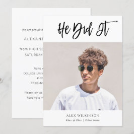 Er machte es mit dem modernen Foto-Abschluss Ankündigung