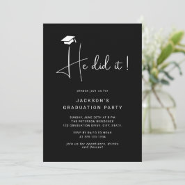 Er machte Skriptsprache Minimal Foto Graduation Pa Einladung