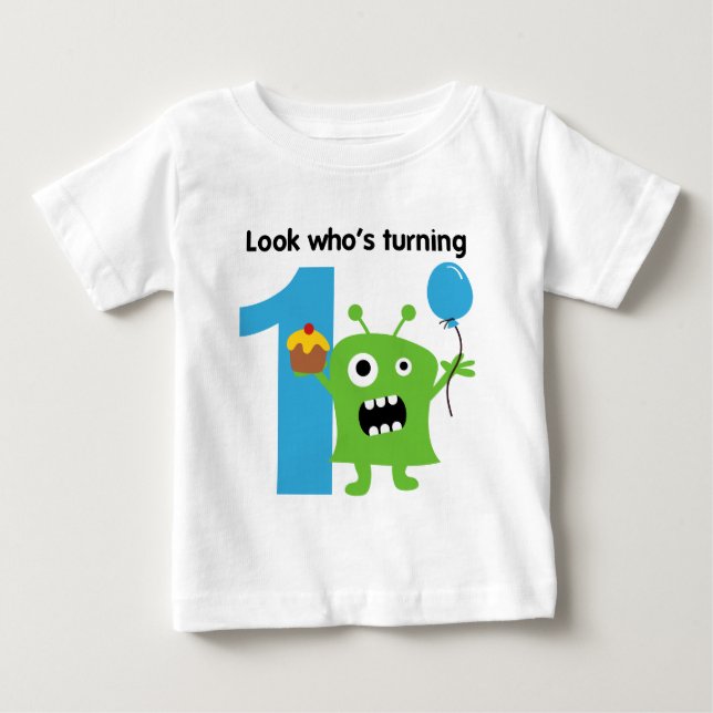 ęr Monstre mignon de T-shirt d'anniversaire (Devant)