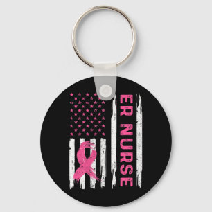 ER Nurse American Flag Nurse Breast Cancer Awarene Schlüsselanhänger
