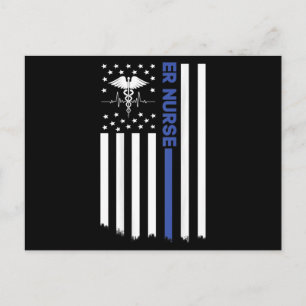 ER Nurse American Flag Nursing ER EMT Nurse Postkarte