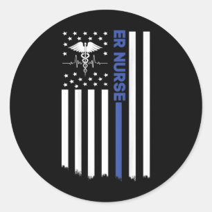 ER Nurse American Flag Nursing ER EMT Nurse Runder Aufkleber