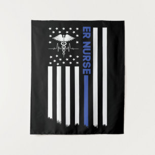 ER Nurse American Flag Nursing ER EMT Nurse Wandteppich
