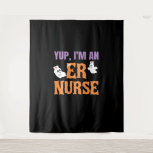 ER Nurse Boo Crew Emergency Room Nurbreak Hallowee Wandteppich