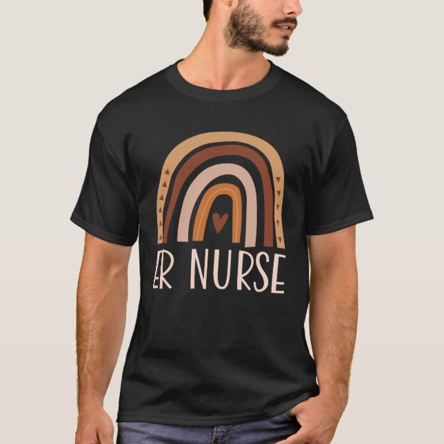 ER Nurse Nursing School Trendy Bohemian Rainbow Bo T-Shirt (Vorderseite)