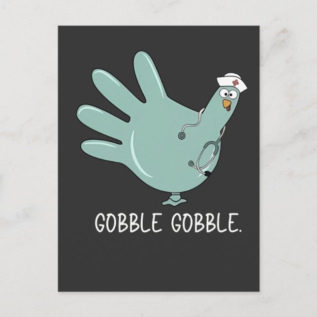 ER Nurse Turkey Gobble Squad ER Nurse Erntedank Einladungspostkarte (Vorderseite)