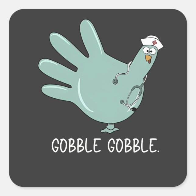 ER Nurse Turkey Gobble Squad ER Nurse Erntedank Quadratischer Aufkleber (Vorderseite)