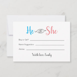 Er oder sie Baby Gender Reveal Card Mitteilungskarte