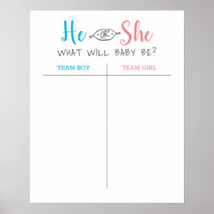 Er oder sie Baby Gender Reveal Guess Poster