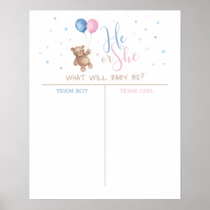 Er oder sie Baby Gender Reveal Guess Poster