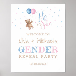Er oder sie Baby Gender Reveal Party Welcome Poste Poster