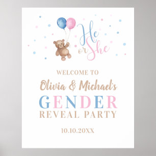Er oder Sie Baby-Geschlecht Enthüllungsfeier Große Poster