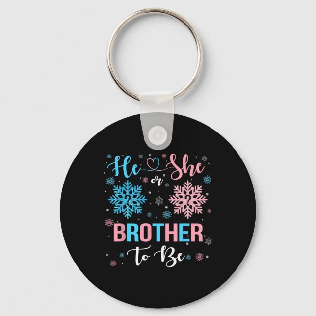 Er oder sie Bruder zu Weihnachten-Schneeflockenges Schlüsselanhänger (Vorderseite)