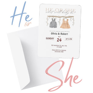 Er oder sie? Ein Spaß! Rosa und blaue Farbe Einladung