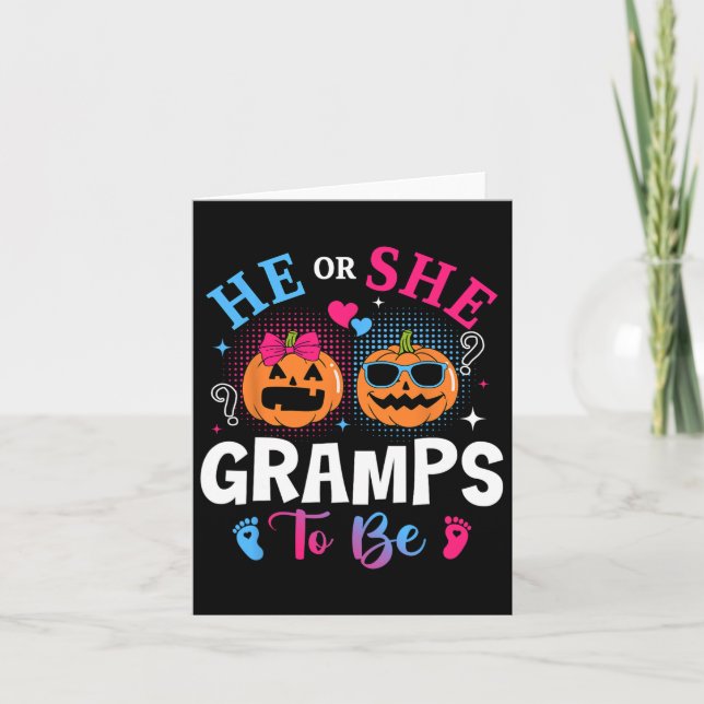 Er oder sie empfinden es als Pumpkin Gender Reveal Karte (Vorderseite)