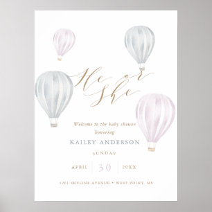 Er oder sie Geschlecht offenbaren Luftballon Babyd Poster