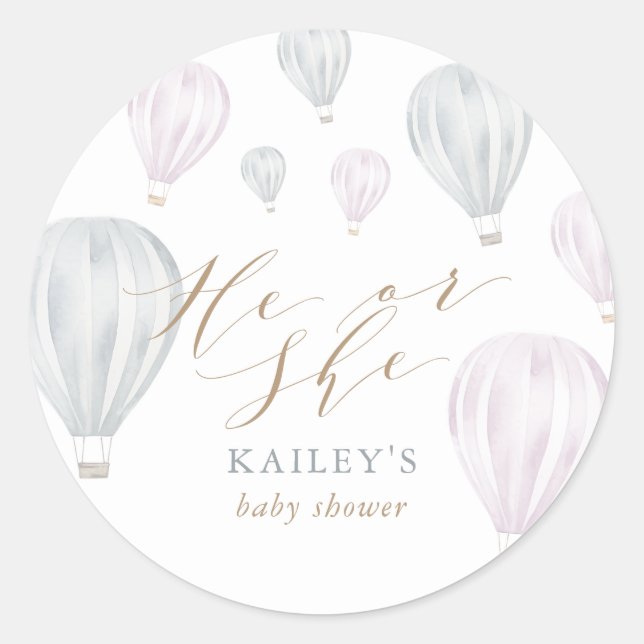 Er oder sie Geschlecht offenbaren Luftballon Babyd Runder Aufkleber (Vorderseite)