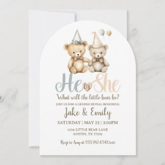 Er oder sie Geschlecht offenbart Bären Dusty Blue  Einladung