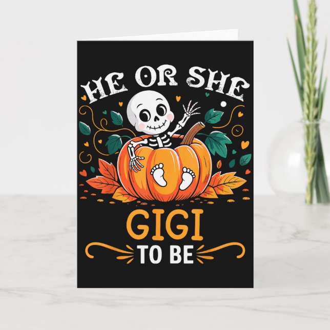 Er oder sie Gigi wird Halloween-Skelett-Baby enthü Karte (Vorderseite)