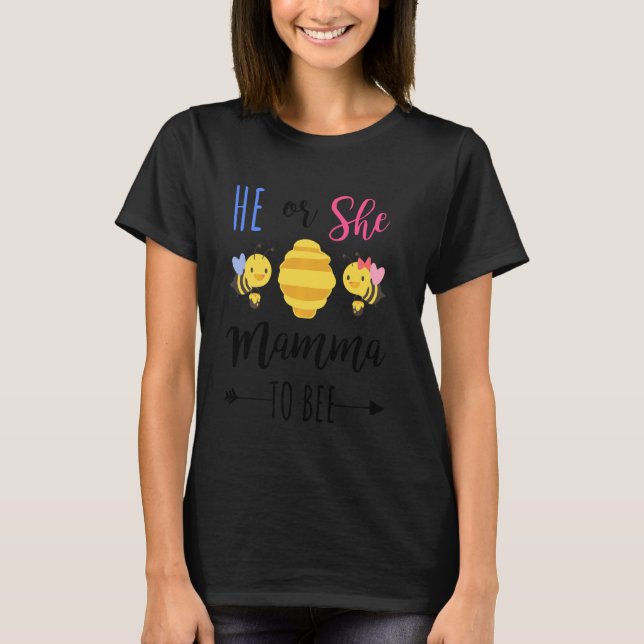 Er oder sie Mamma erwartet Mama T-Shirt (Vorderseite)