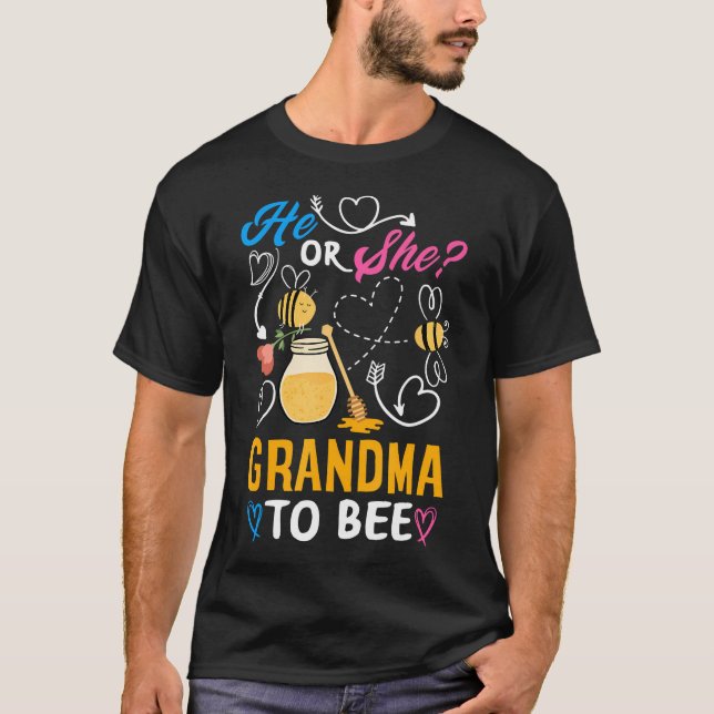 Er oder sie Oma, ein Niedliches Party für Gender-E T-Shirt (Vorderseite)