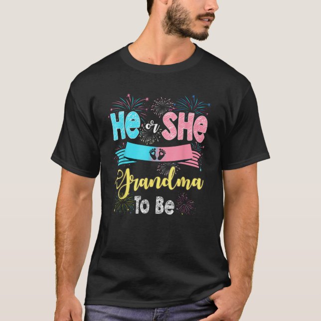 Er oder sie Oma, Feuerwerkskörper Gender Offenbaru T-Shirt (Vorderseite)