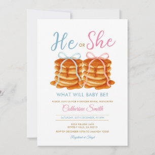 Er oder sie Pancake Gender offenbaren Pink & Blue  Einladung
