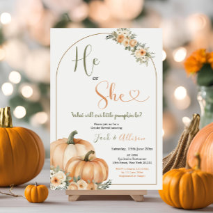 Er oder sie rustikale Orange Pumpkin Fall Gender-O Einladung
