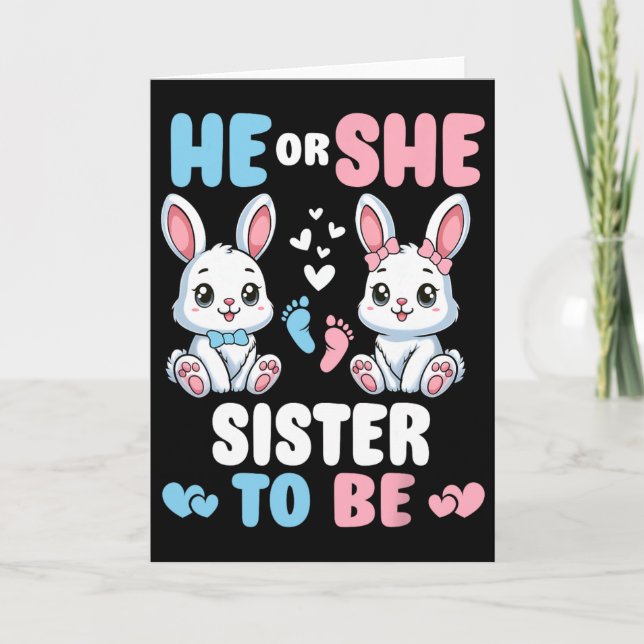 Er oder sie Schwester werden Osterhase Geschlechts Karte (Vorderseite)