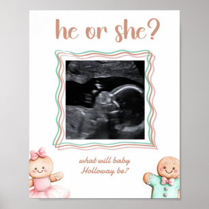 Er oder sie sonogramm Lebkuchen Gender Reveal Poster