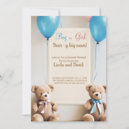 Er oder sie: Teddy Bären Gender Reveal Party Einladung