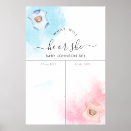 Er oder sie teddy Bear Clothes Geschlecht offenbar Poster