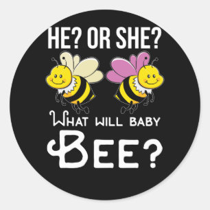 Er oder sie Was wird Baby Bee Gender Reveal Baby S Runder Aufkleber
