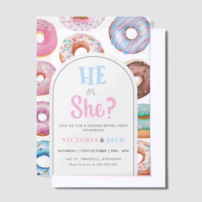 Er oder sie Watercolor Donut Pattern Geschlecht of (Versetzt)