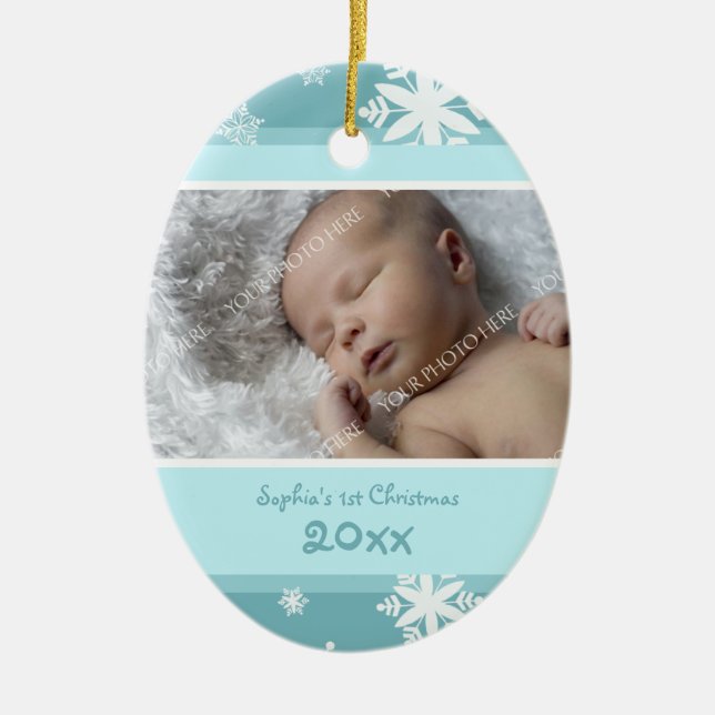 Ęr ornement de Noël du bébé turquoise de photo (Devant)