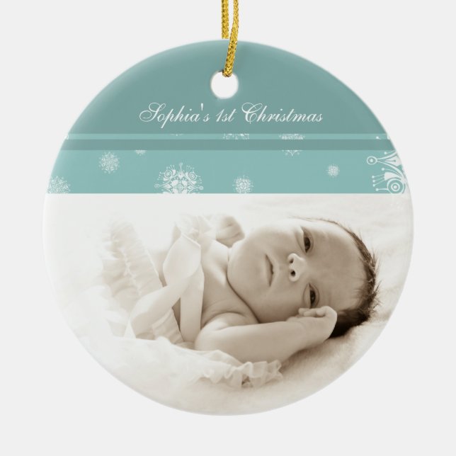 Ęr ornement de Noël du bébé turquoise de photo (Devant)