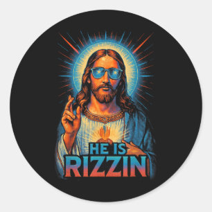 Er rätselt Jesus segnen Gesten Liebe Ostern Runder Aufkleber