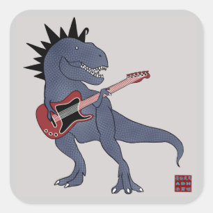 Er Rex Gitarren-Aufkleber Quadratischer Aufkleber