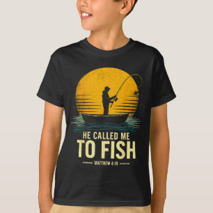 Er rief mich zum Fischen, Matthäus 4_19, Glaube-ba T-Shirt