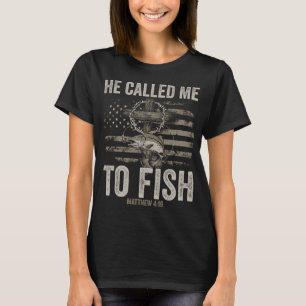 Er rief mich zum Fischen US-Flagge Christliches Kr T-Shirt