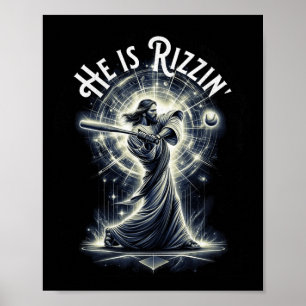 Er rizzin Jesus spielen Baseball Fun Sport Riz Poster