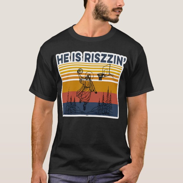 Er rizzin Ostern Jesus Basketball Christlich T-Shirt (Vorderseite)