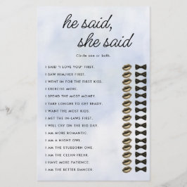 Er sagte Cloud 9 Brautparty Game Elegante Sky Flyer