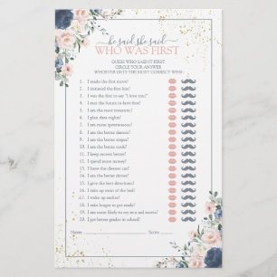 Er sagte, sie sagte Blue Blush Brautparty Game
