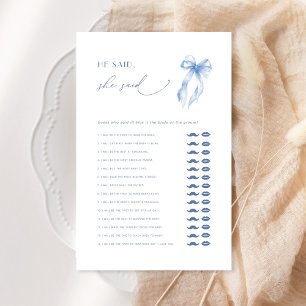 Er sagte, sie sagte Blue Bow Brautparty Game