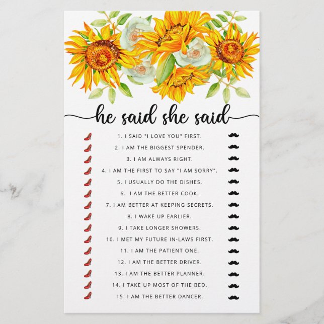 Er sagte, sie sagte Brautparty (Vorderseite)