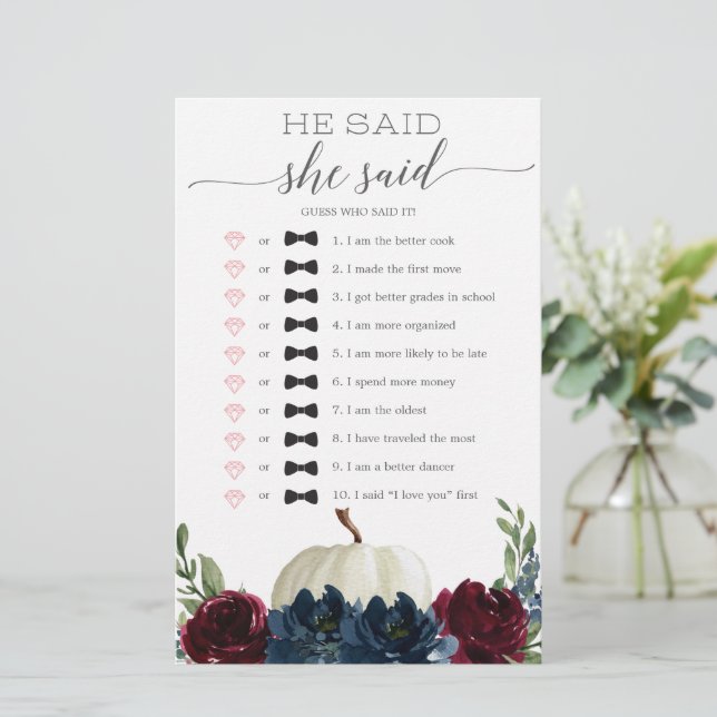 Er sagte, sie sagte Brautparty Game (Stehend Vorderseite)